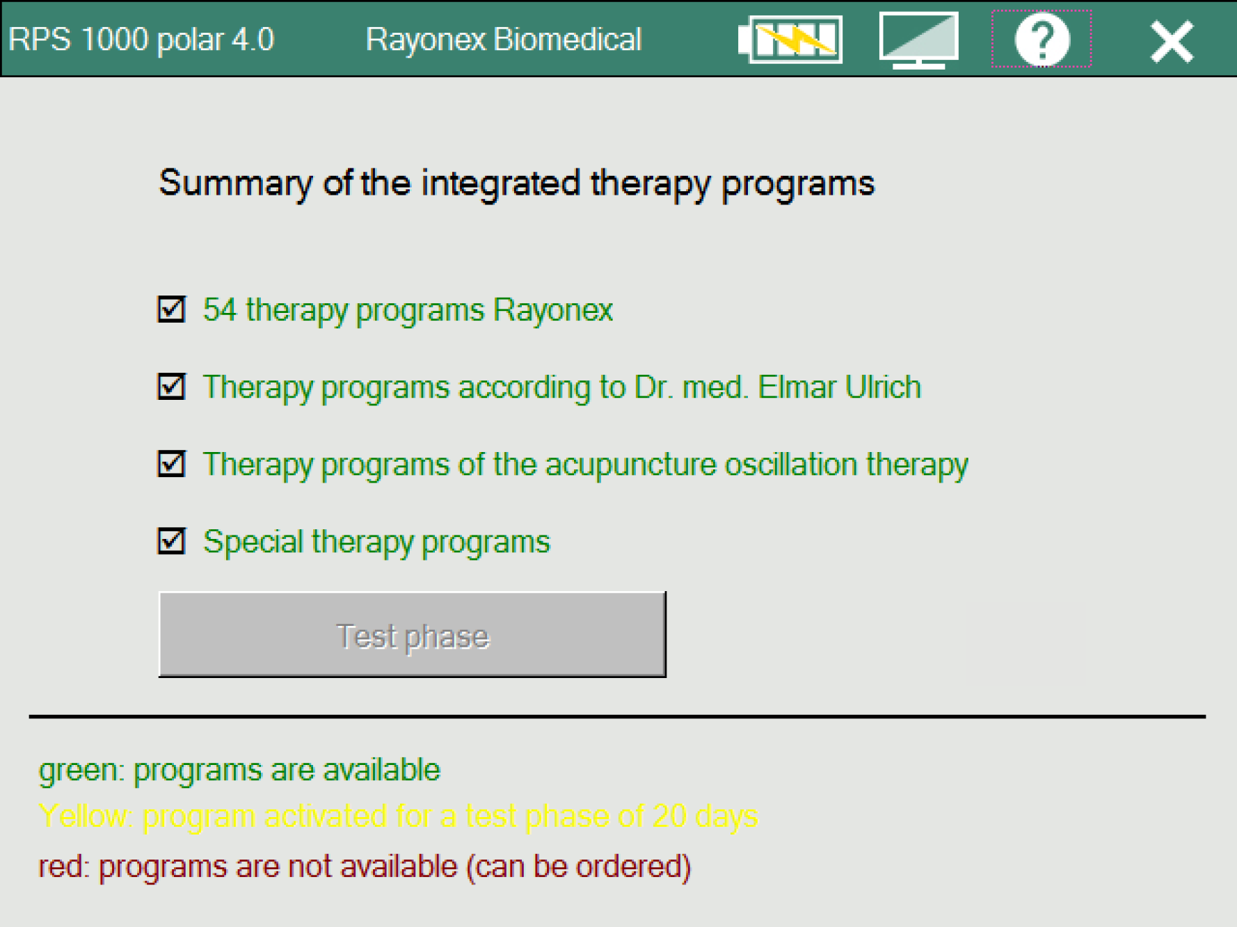 Programs according to Dr Elmar Ulrich
